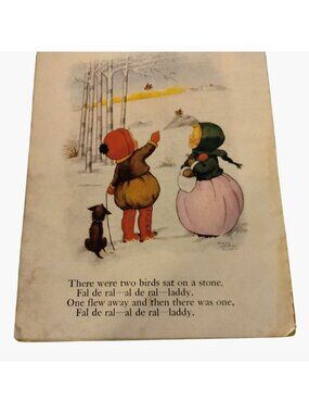 Two Birds Nursery Rhyme Book Page Mary Lafetra Russell Vintage Art Print Craft